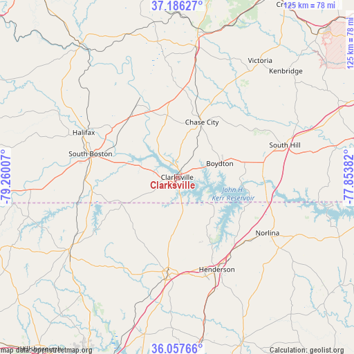 Clarksville on map