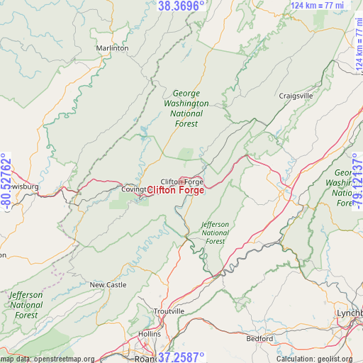 Clifton Forge on map