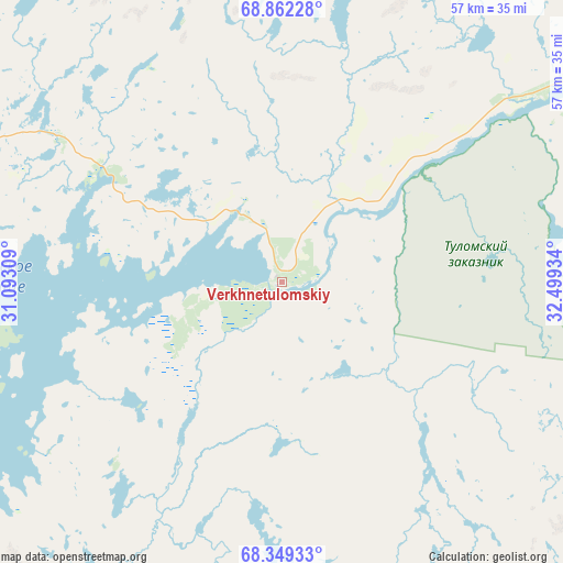 Verkhnetulomskiy on map