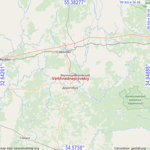 Verkhnedneprovskiy on map