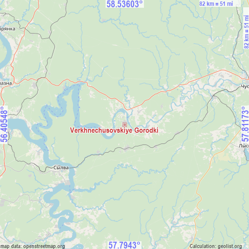 Verkhnechusovskiye Gorodki on map