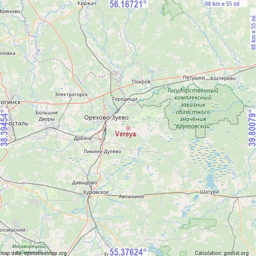 Vereya on map