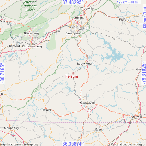 Ferrum on map