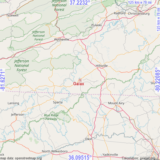 Galax on map