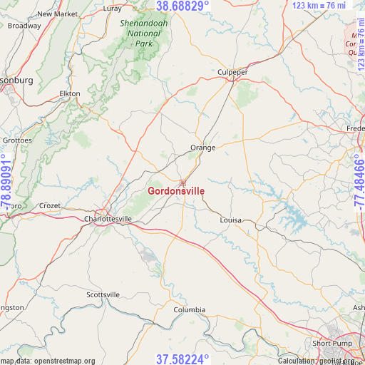 Gordonsville on map