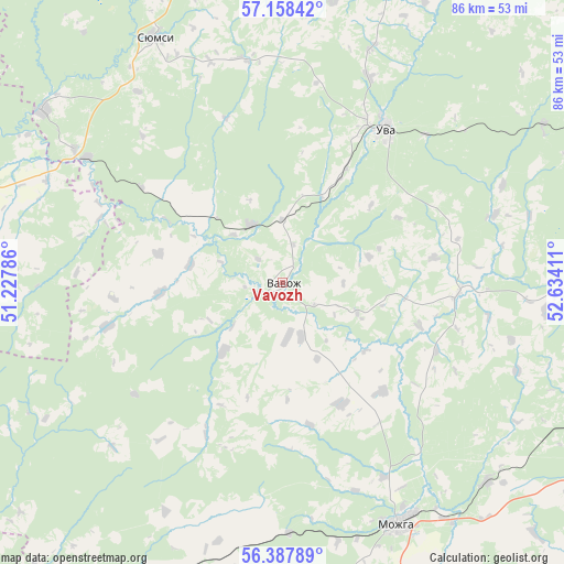 Vavozh on map