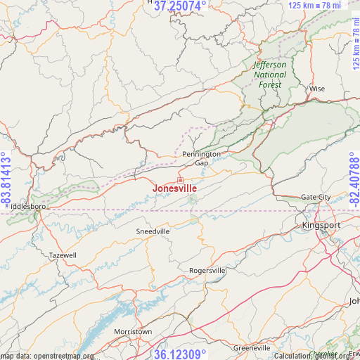 Jonesville on map