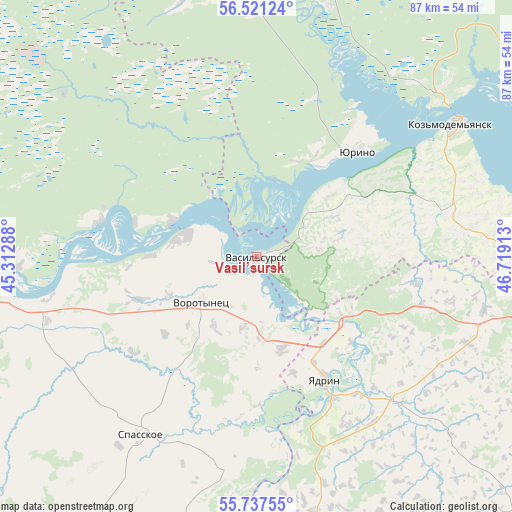 Vasil’sursk on map