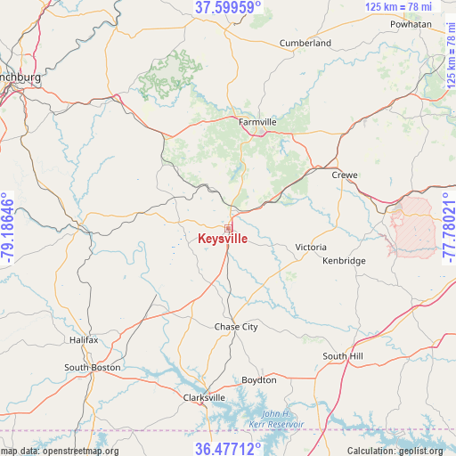 Keysville on map