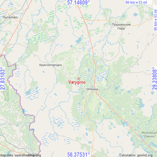 Varygino on map