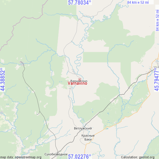 Varnavino on map