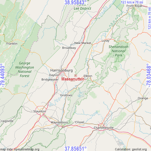 Massanutten on map