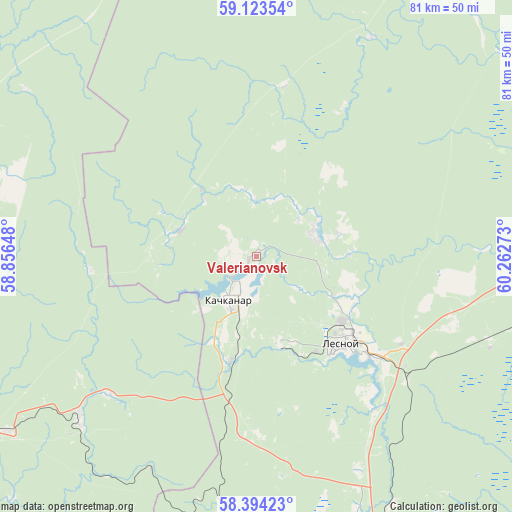 Valerianovsk on map