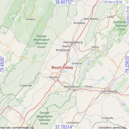 Mount Sidney on map