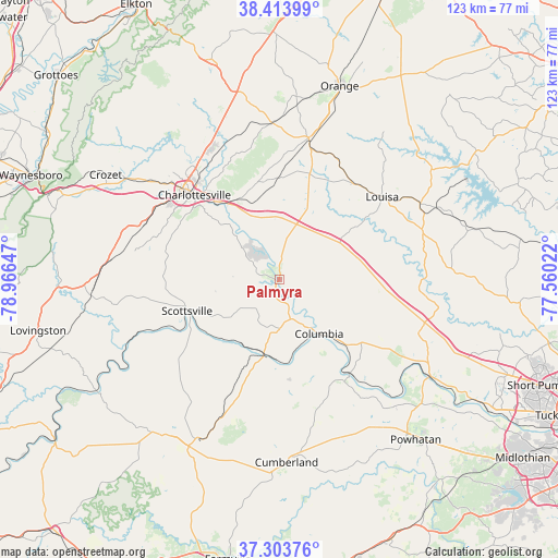 Palmyra on map