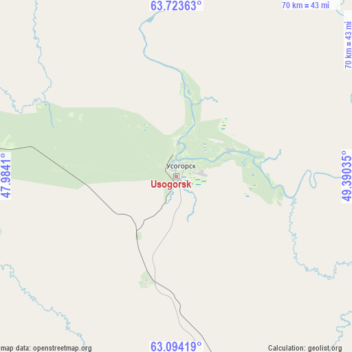 Usogorsk on map