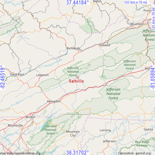 Saltville on map