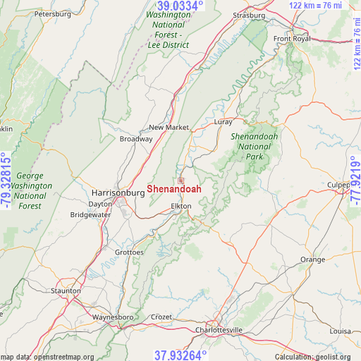 Shenandoah on map