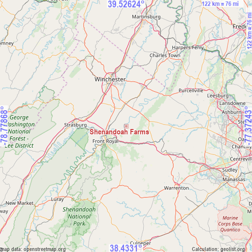 Shenandoah Farms on map