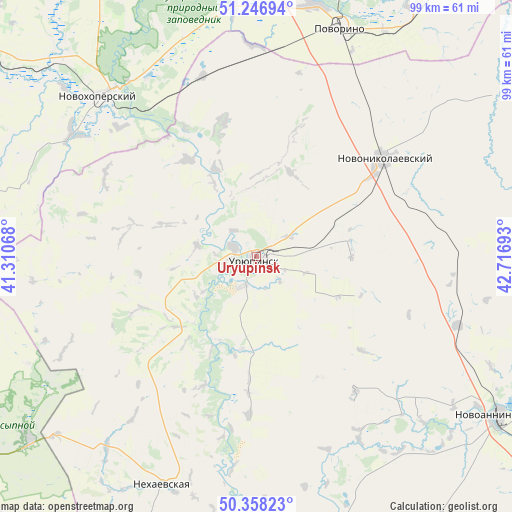 Uryupinsk on map