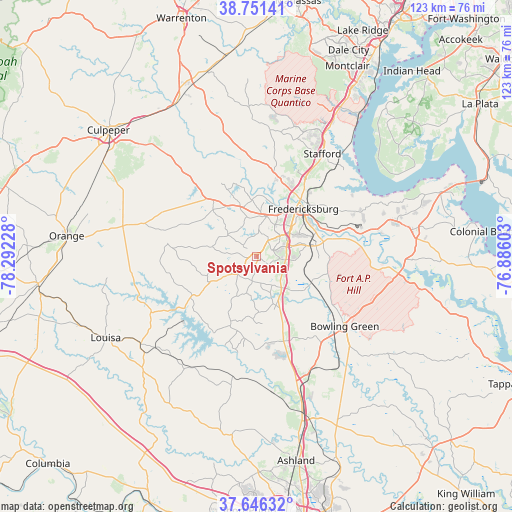 Spotsylvania on map