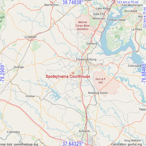 Spotsylvania Courthouse on map