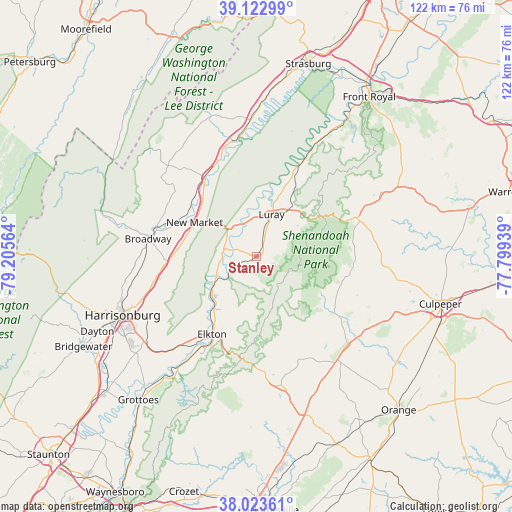 Stanley on map