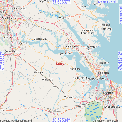 Surry on map