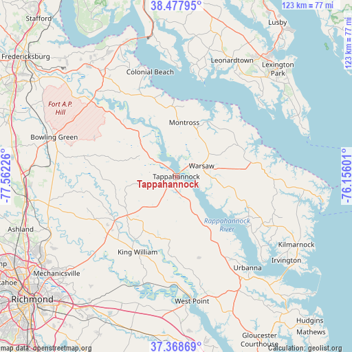 Tappahannock on map