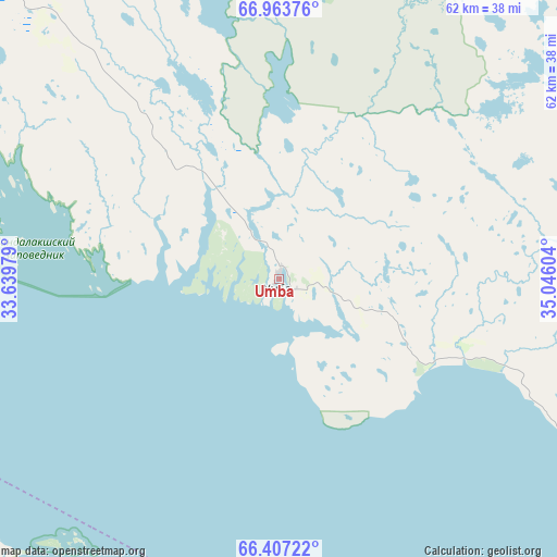 Umba on map