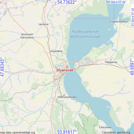 Ulyanovsk on map