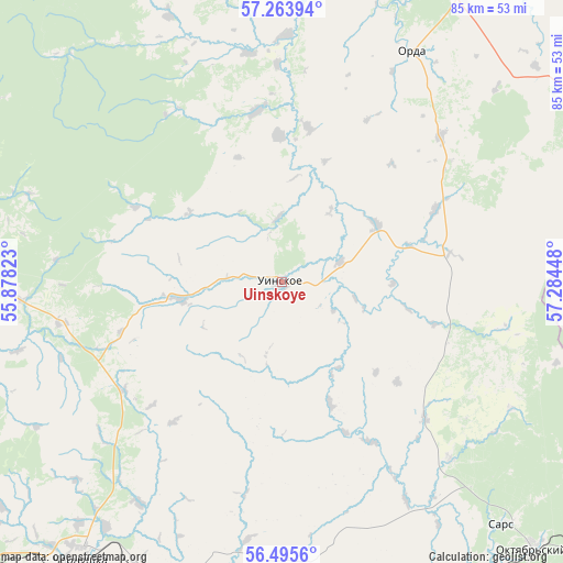 Uinskoye on map