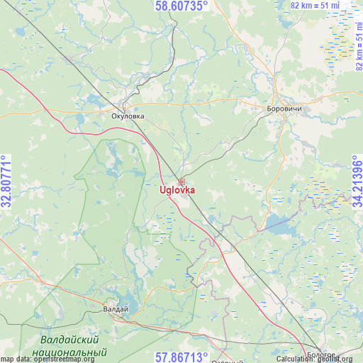 Uglovka on map