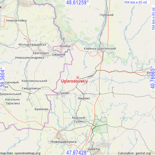 Uglerodovskiy on map