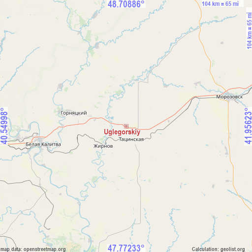 Uglegorskiy on map