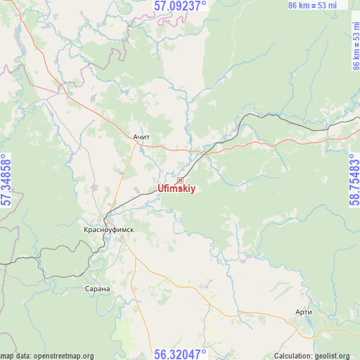 Ufimskiy on map