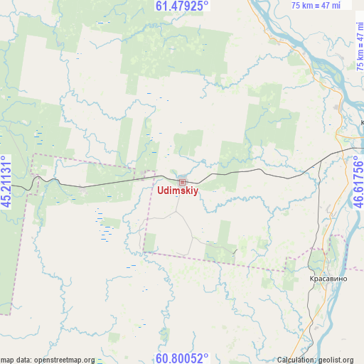 Udimskiy on map