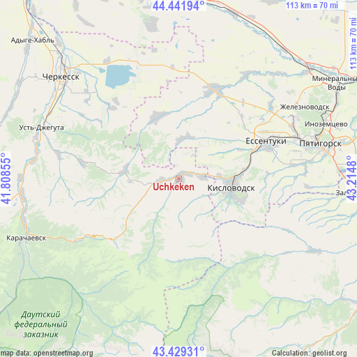 Uchkeken on map