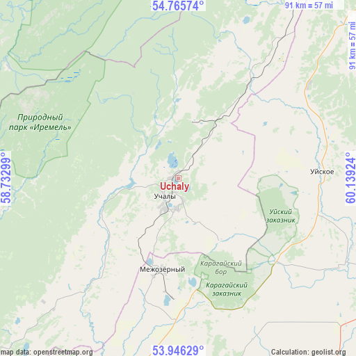 Uchaly on map