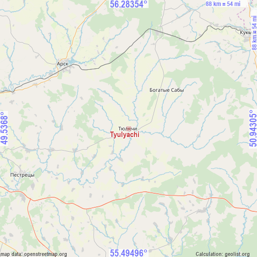 Tyulyachi on map