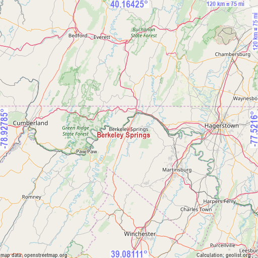 Berkeley Springs on map