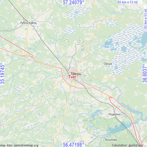 Tver on map