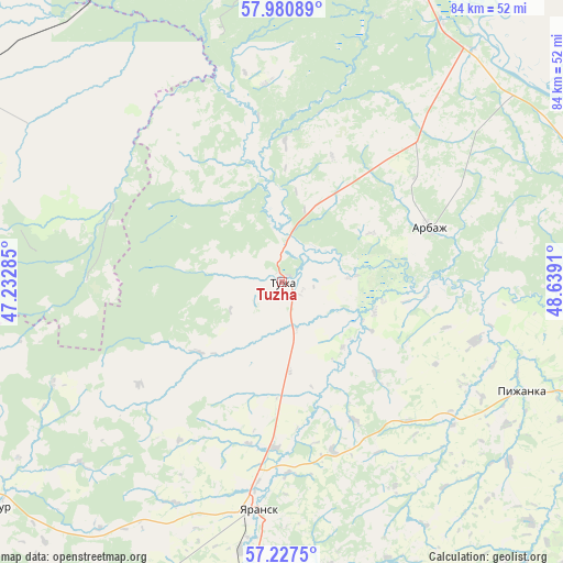 Tuzha on map