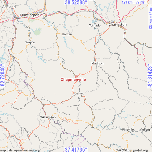 Chapmanville on map