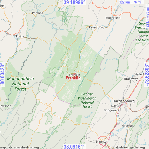 Franklin on map