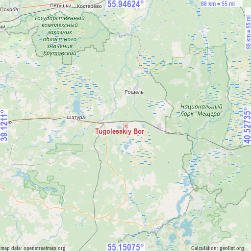 Tugolesskiy Bor on map