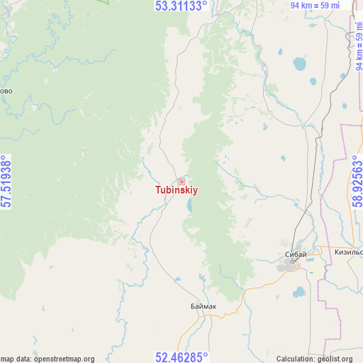 Tubinskiy on map