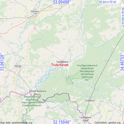 Trubchevsk on map