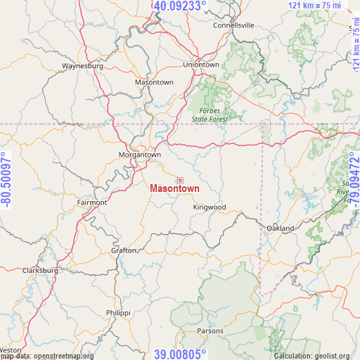 Masontown on map