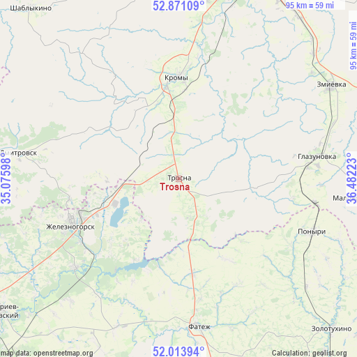 Trosna on map